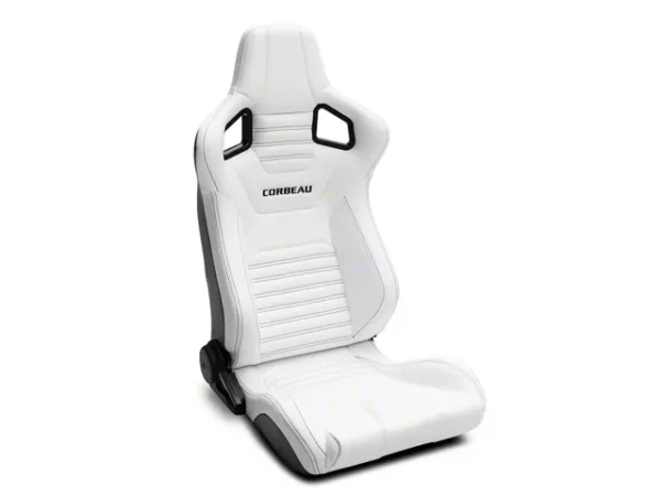 Corbeau Sportline RRS Reclining Seats; White Vinyl/Black Stitch; Pair - Image 2