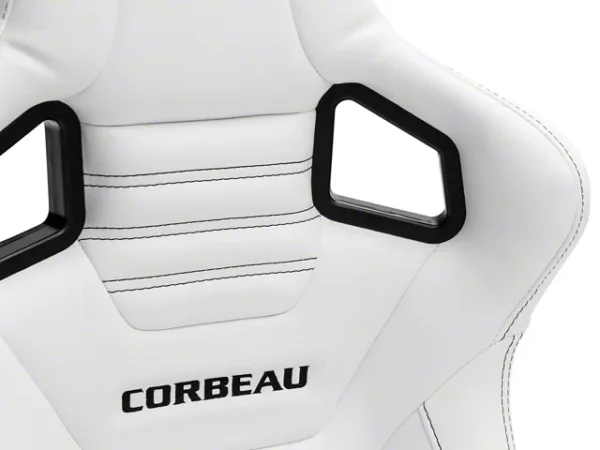 Corbeau Sportline RRS Reclining Seats; White Vinyl/Black Stitch; Pair - Image 5